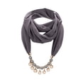 thumbnail image 1 of Idoravan Womens Winter Scarf Women Cotton Linen Necklace Pendant Scarf Ethnic Style Soft Necklace Scarf Dark Gray, 1 of 1