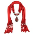 thumbnail image 1 of Idoravan Womens Winter Scarf Women Cotton Linen Necklace Pendant Scarf Ethnic Style Soft Necklace Scarf Red, 1 of 1