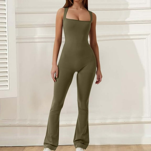 Idoravan Yoga Pants for Women Spring And Fall Tight Waistband Sleeveless Neck Long Jumpsuit