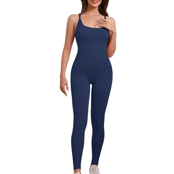 Idoravan Yoga Pants for Women Spring And Fall Tight Waistband Sleeveless Neck Long Jumpsuit