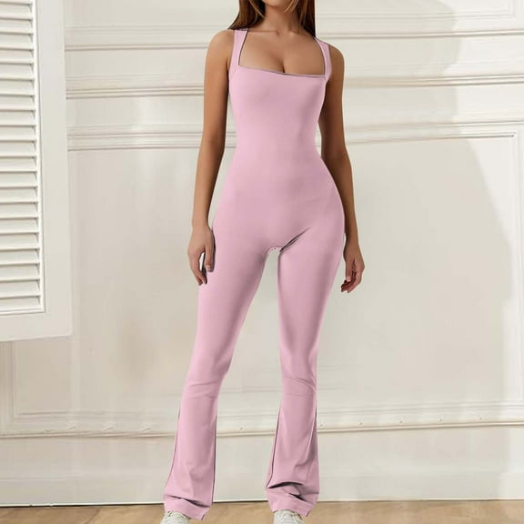 Idoravan Yoga Pants for Women Spring And Fall Tight Waistband Sleeveless Neck Long Jumpsuit