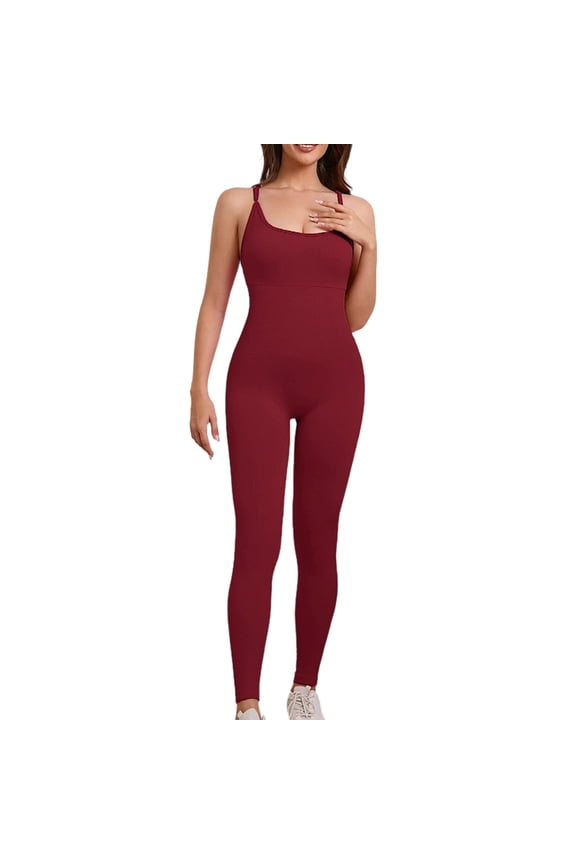 Yoga Pants for Women Spring And Fall Tight Waistband Sleeveless Neck Long Jumpsuit