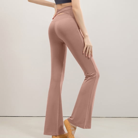 Idoravan Yoga Pants for Women Women's Solid Color Micro Flare High Waist And Hip Lifting Exercise Fitness Yoga Pants