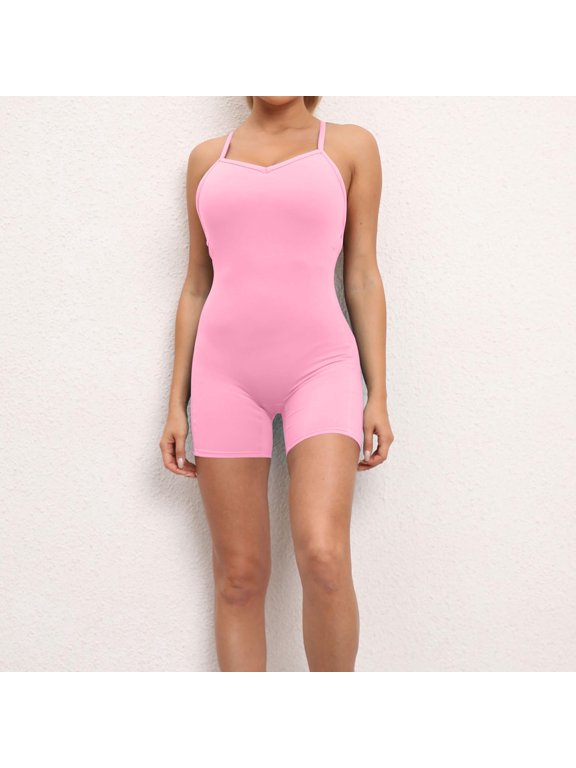 Yoga Rompers for Women Women's One-piece Sport Yoga Jumpsuit Running Fitness Workout Tight Capris