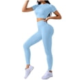 thumbnail image 1 of Idoravan Yoga Sets for Women 2 Piece Women Seamless Fitness Set High Waisted Leggings Stretchy Yoga Pants for Women Yoga Set, 1 of 4