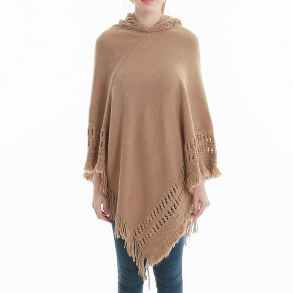 Idoravan beach cover ups for women Crochet Beach Cover Ups for Women 2024 Women's Fashion Crochet Versatile Hooded Cape Shawl Wrap Sweater Tops