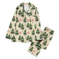 thumbnail image 1 of Idoravan christmas pajamas for women button up pajamas women plus size Ladies' Casual Fashion Christmas Long Sleeved Lapel Set Casual Top Pants Pajama Set Green S, 1 of 7
