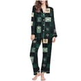 thumbnail image 1 of Idoravan christmas pajamas for women button up pajamas women plus size Ladies' Casual Fashion Christmas Long Sleeved Lapel Set Casual Top Pants Pajama Set Green S, 1 of 7