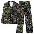 thumbnail image 1 of Idoravan christmas pajamas for women button up pajamas women plus size Women's Spring/Summer Floral Printed Round Neck Long Sleeve T-shirt Multicolor XL, 1 of 5