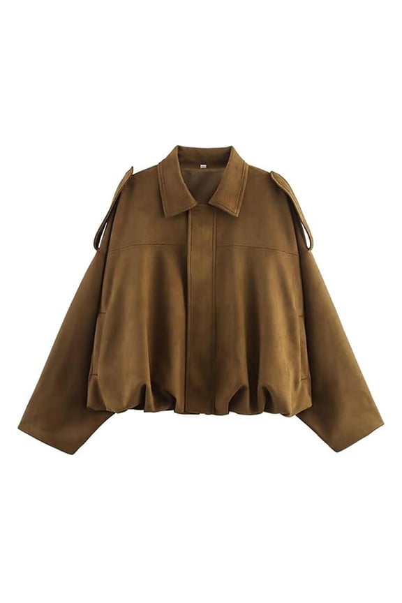 jackets for women Women's Casual Sleeve Zipper Loose Suede Textured Coat Long Sleeve Hoodless Casual Coat/Jacket