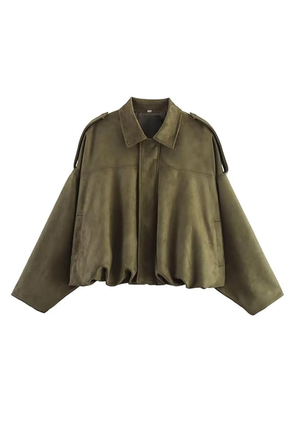 jackets for women Women's Casual Sleeve Zipper Loose Suede Textured Coat Long Sleeve Hoodless Casual Coat/Jacket