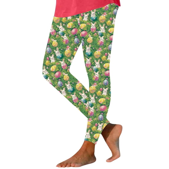 Idoravan leggings for women capri yoga pants women Women's Easter Printed Casual Yoga Pants Trousers Tight Leggings