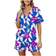 thumbnail image 1 of Idoravan Women's Plus Pajama Sets 2 Pieces Short Sleeve Button Up Top and Shorts Nightwear Sets&nbsp; Women's Casual Floral Printed Pocket Short Sleeve Spring and Summer Shorts Home Wear Pajama Set, 1 of 5
