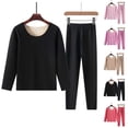 thumbnail image 1 of Idoravan pajamas for women set Women's Thermal Underwear Women's Inner Wear Bottoming Shirt Thick Top And Pants Set Black XXXXL, 1 of 10