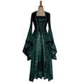 thumbnail image 1 of Idoravan Costume Party Dresses for Women October Party Dresses Women Women‘s ’Renaissance Costume Gown Lace Up Trumpet Sleeves Gothic Medieval Dresses Green XXXL, 1 of 6