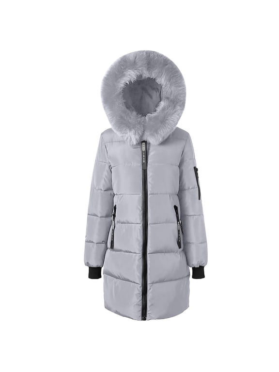 womens winter clothes fashion Women's Winter Down Jacket With Hood Waist And To Overcome Outer Long Sleeve Long Coats Gray M