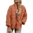 thumbnail image 1 of Idoravan womens winter coats Women's Fall/winter Long Sleeve Solid Color Standing Collar Jacket Jacket Long Sleeve Jacket Orange XXL, 1 of 8