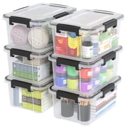 Idotry 12 Quart Clear Plastic Storage Bin with Gasket Lid, 6 Pack Stackable Plastic Storage Container with Latch Lid