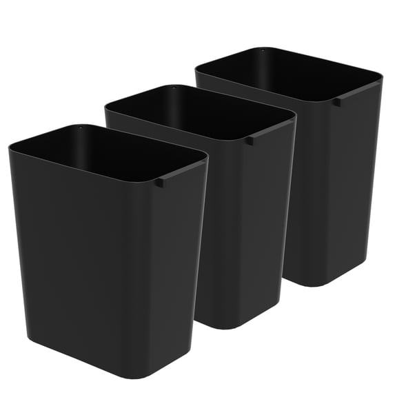 Idotry 4.5 Gallon Slim Plastic Wastebasket, 3 Pack Rectangular Small Trash Can Wastebasket for Office Bathroom Kitchen, Black