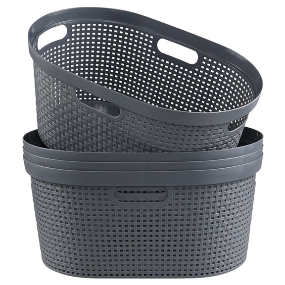 Idotry 40L Large Laundry Basket Plastic Stacking Clothes Hamper (4 Packs ,Grey)