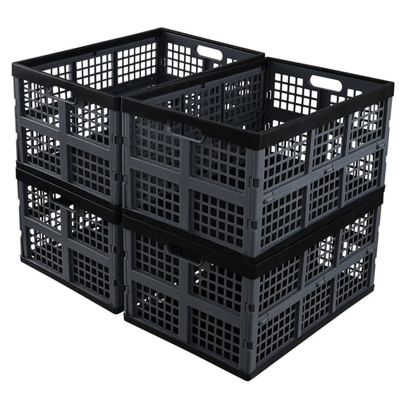 Idotry 4X 42L Plastic Folding Storage Crate Stackable Collapsible Storage Basket