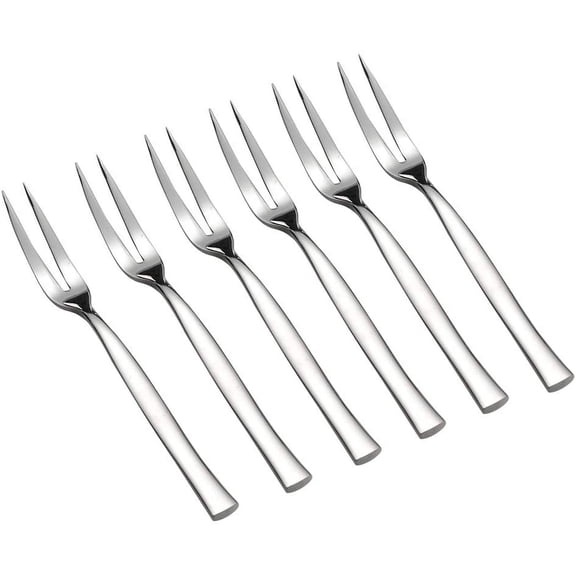 Idotry 8-Piece Stainless Steel 2-Prong Appetizer Forks, Small Forks, Fruit Fork