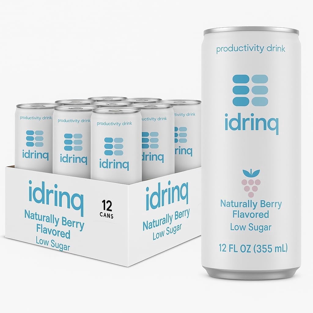Idrinq - Low Sugar Berry, Caffeine Free Energy Drink, 12oz - 12-Count