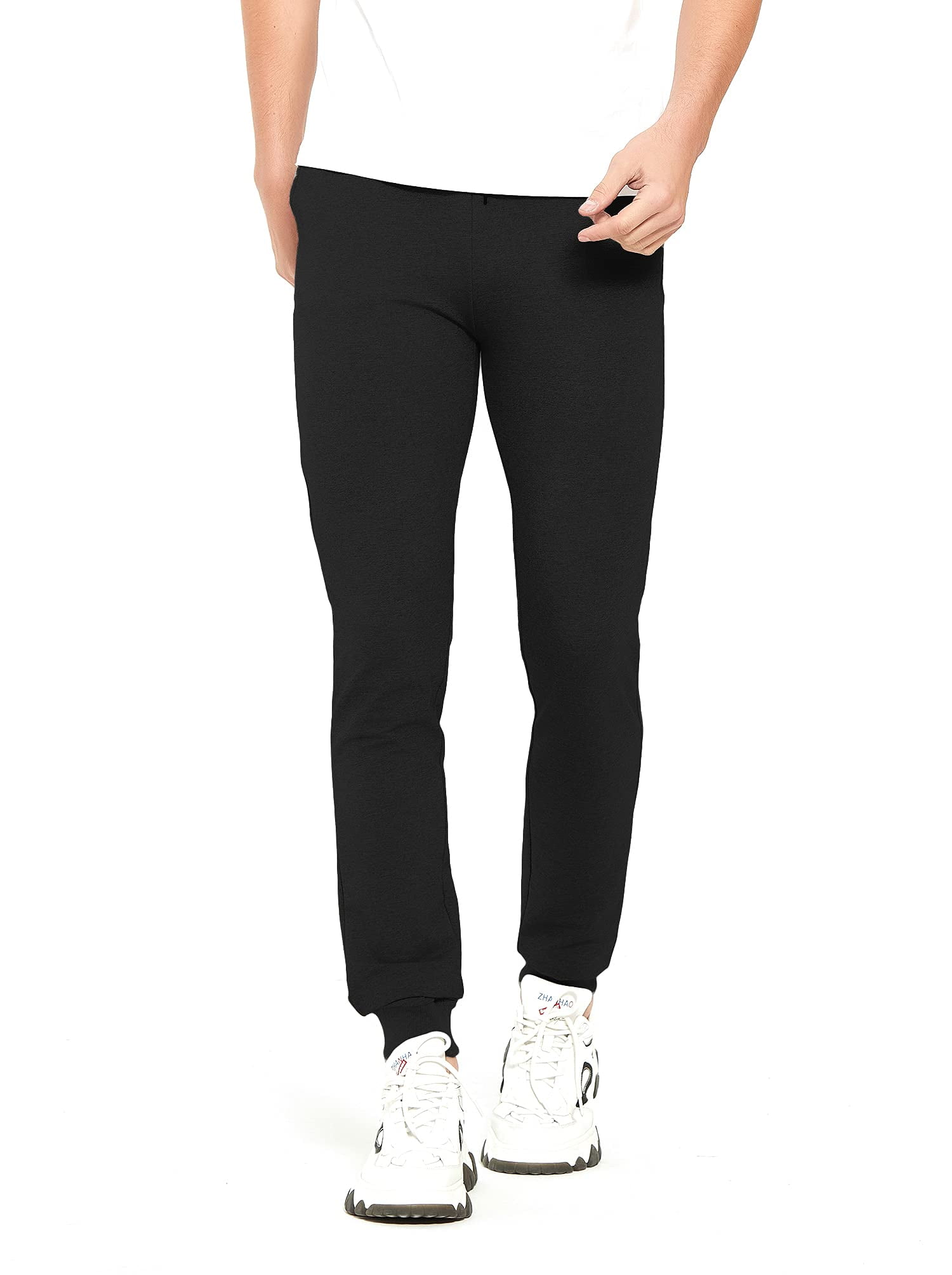 Idtswch 34/36/38/40 Long Inseam Men's Tall Yoga Sweatpants Open Bottom  Joggers Casual Loose Fit Athletic Pants with Pockets Tall(34inseam)  X-Large Black