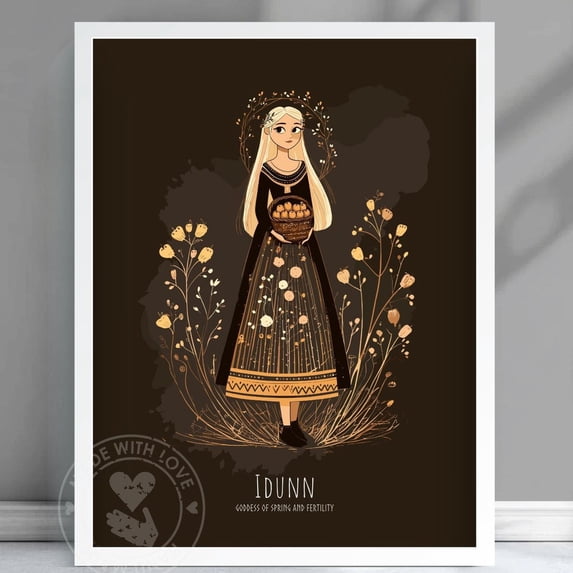 Idunn Goddess Poster, Idunn Nordic Goddess, Idunn Goddess, Norse Mythology, Ancient Nordic Art, Goddess Of Spring And Fertility - #Idunn Wall Art, Modern Wall Decor, 8x12 UNFRAMED