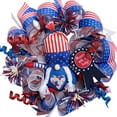 thumbnail image 1 of Idyllic 20 Inch Patriotic Deco mesh Wreath, 4th of July Summer Floral mesh Wreath for The Front Door, Memorial Day mesh Gnome Plush Wreath for Indoor and Outdoor, 1 of 5
