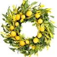 thumbnail image 1 of Idyllic 20 inch Artificial Lemon Wreath Spring Summer Fruit Wreath with Yellow Lemon and Artificial Green Leaves for Front Door, Window and Wall Hanging Decorations, Holiday Decorations, 1 of 6