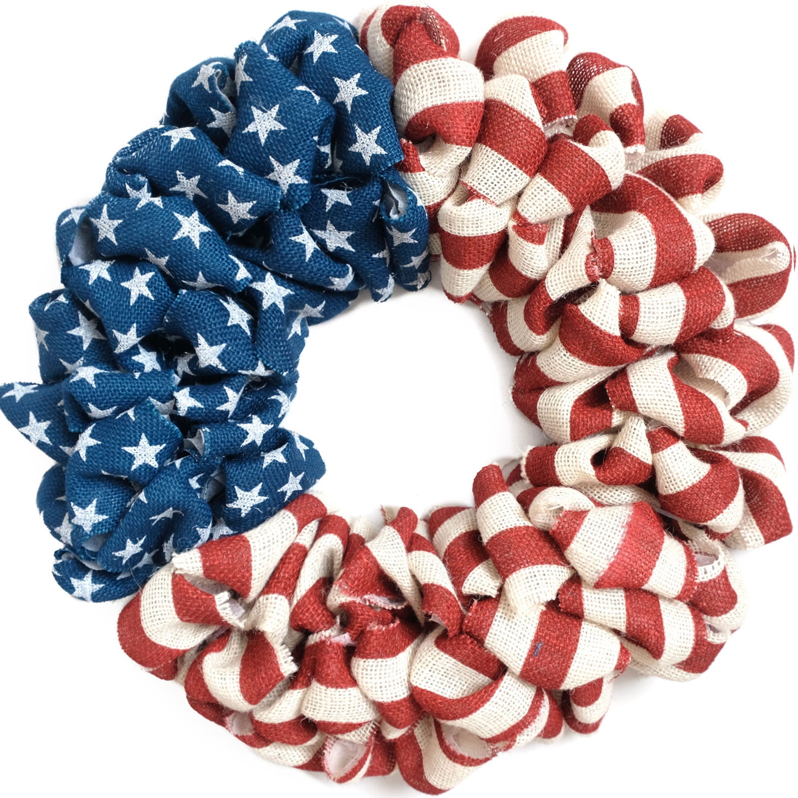 Idyllic Burlap Red White Blue Wreath For Patriotic Day July 4th And Memorial Day, Independence Day Burlap Wreath For Front Door