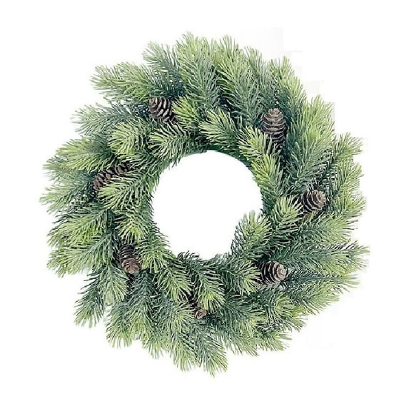 Idyllic Greenery Wreath Snowy Pine Cone Grapevine Wreath Artificial Winter Garlands for Front Door Indoor Wall Decor for Home Office Decoration with Floral Swags And Pine Branches Harlik