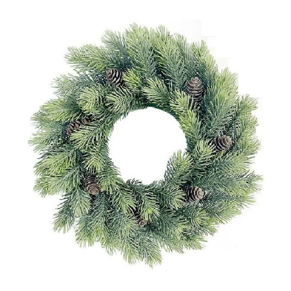 Idyllic Greenery Wreath Snowy Pine Cone Grapevine Wreath Artificial Winter Garlands for Front Door Indoor Wall Decor for Home Office Decoration with Floral Swags And Pine Branches Harlik