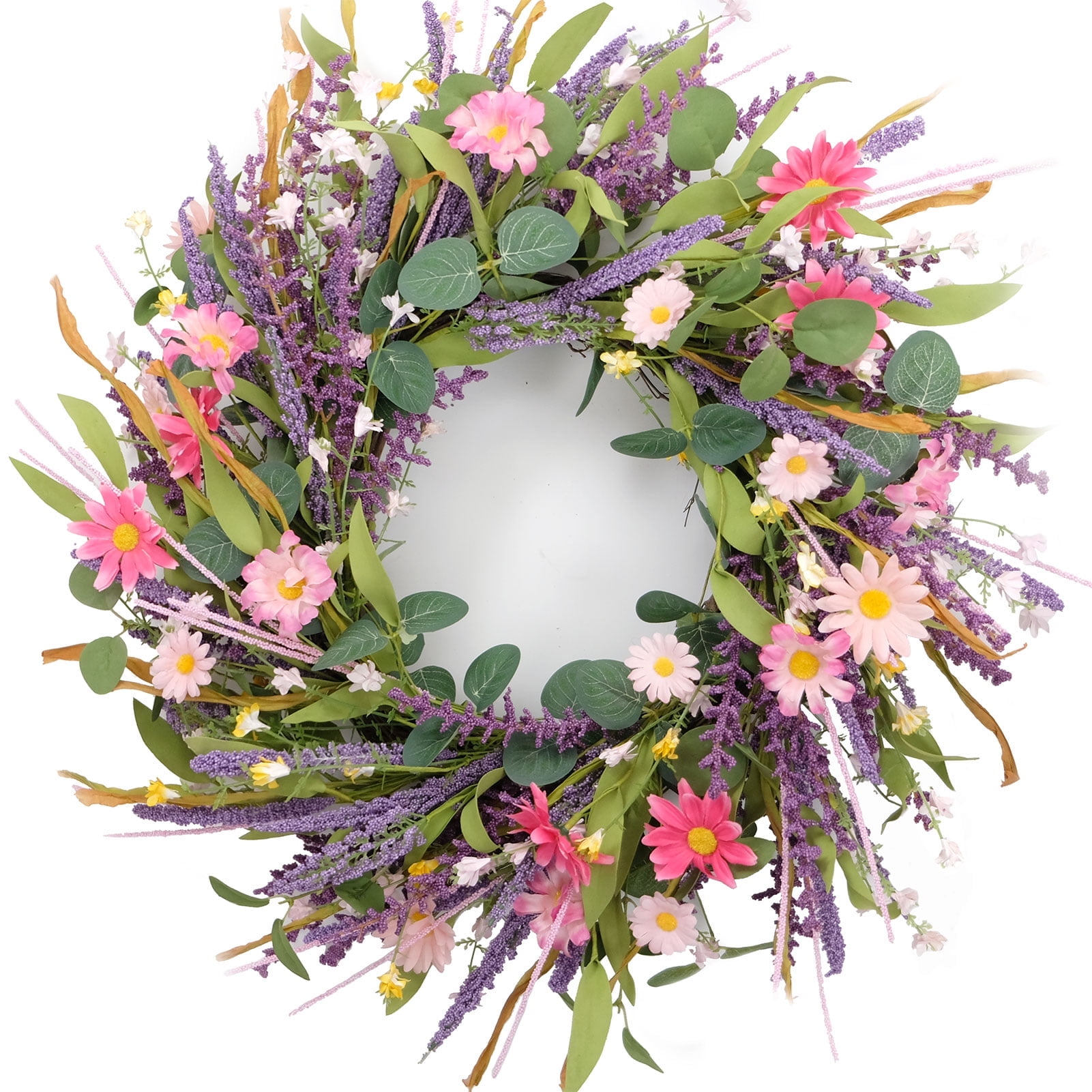 Idyllic Spring Decorative Paper Wreath, Green 22-inches