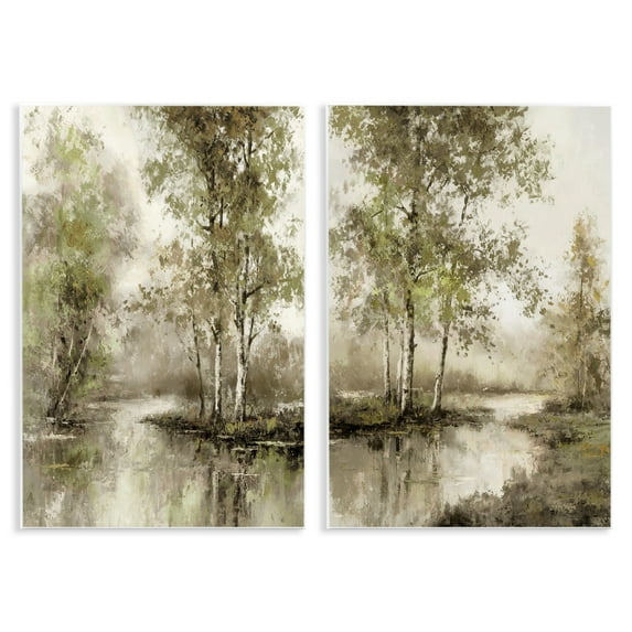 Stupell Industries Idyllic Spring Forest 2 Piece Wall Plaque Art Set, design by T.C. Chiu, 15 x 10