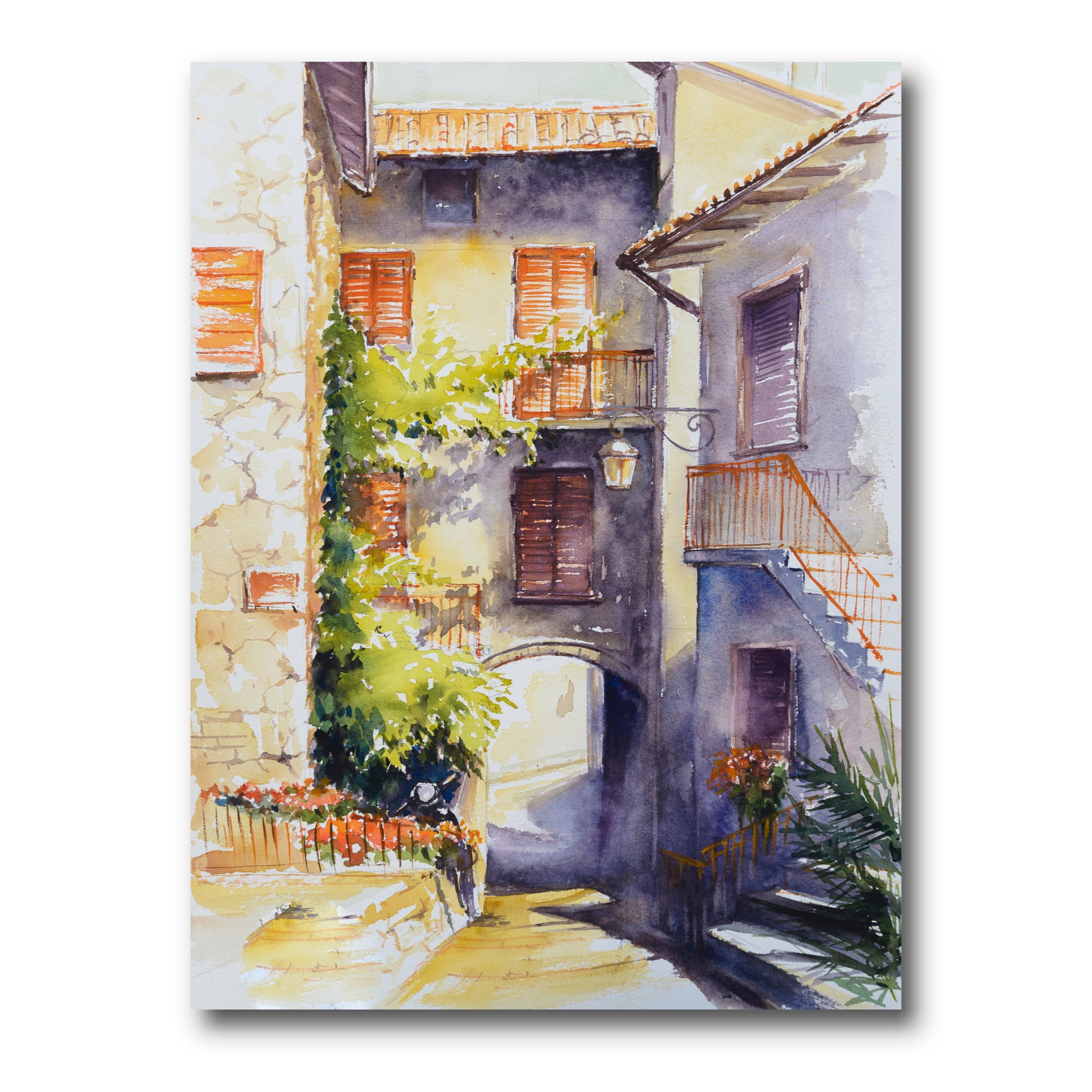 Rustic Italian Village Abstract Canvas Art Print, 12 x 8 Inches