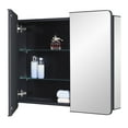 thumbnail image 1 of Idyllor Black Bathroom Mirror Medicine Cabinet with Round Corner Framed Door 30 x 25.6 inch, Recessed or Surface Mount, with Adjustable Glass shelves, 1 of 6
