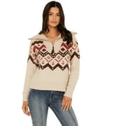 Idyllwind Women's Addison 1/4 Zip Southwestern Print Sweater Dark Brown - Fueled by Miranda Lambert