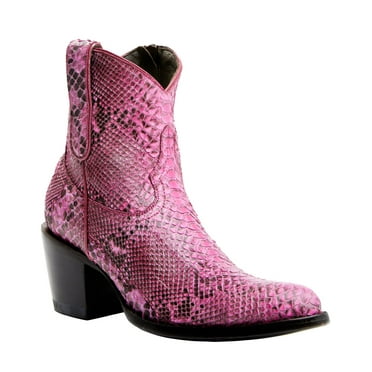 Idyllwind Women's Badass Exotic Python Western Booties Round Toe Pink 9 M  US