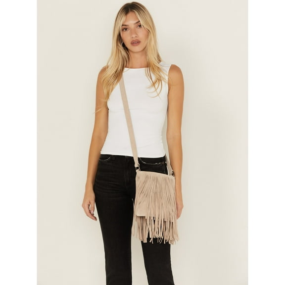 Idyllwind Women's Camarillo Fringe Suede Crossbody Bag Sand One Size