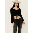 thumbnail image 1 of Idyllwind Women's Hazel Smocked Long Sleeve Cropped Blouse - IWSU24W76-BLK Medium  US, 1 of 4