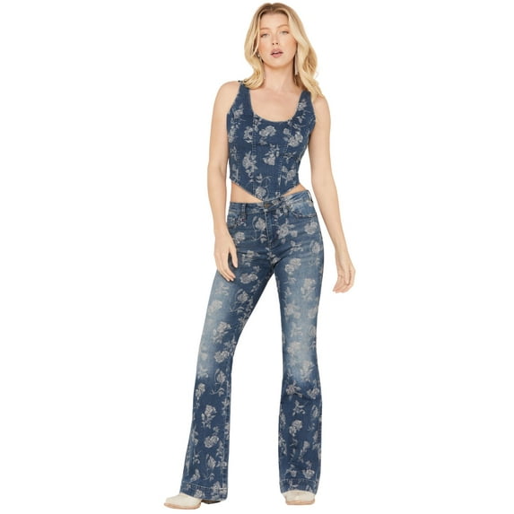Idyllwind Women's High Risin Floral Drive Flare Jeans - IWSP23J39 2W x 34L