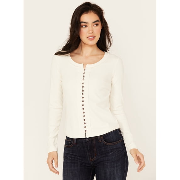 Idyllwind Women's Rib Knit Long Sleeve Button-Down Shirt - IWFA24K79-IV XXX- US