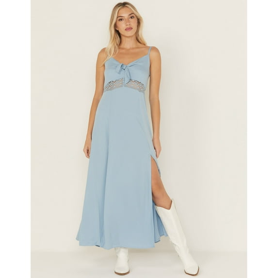 Idyllwind Women's Wisteria Tie Front Sleeveless Maxi Dress Light Blue X- US