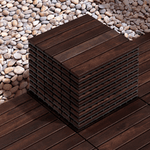 Idzo 10 Pack Waterproof Interlocking Deck Tiles - Dark Brown - 6 Slats - 12 x 12 x 0.9 in.