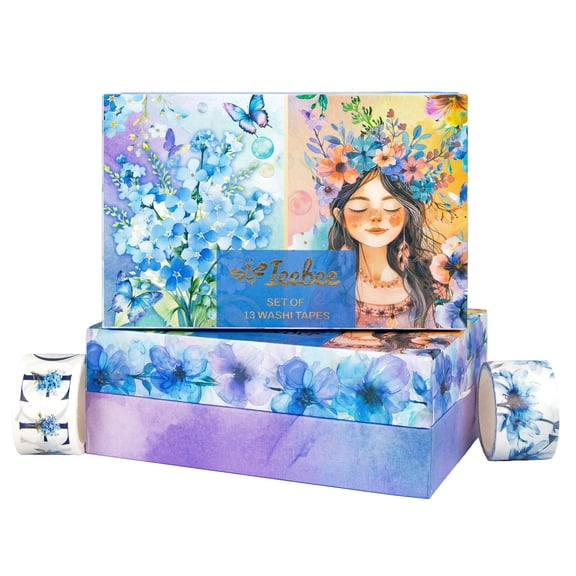 Ieebee Washi Tape Set 12/Rolls-Floral Whispers: Blue Garden