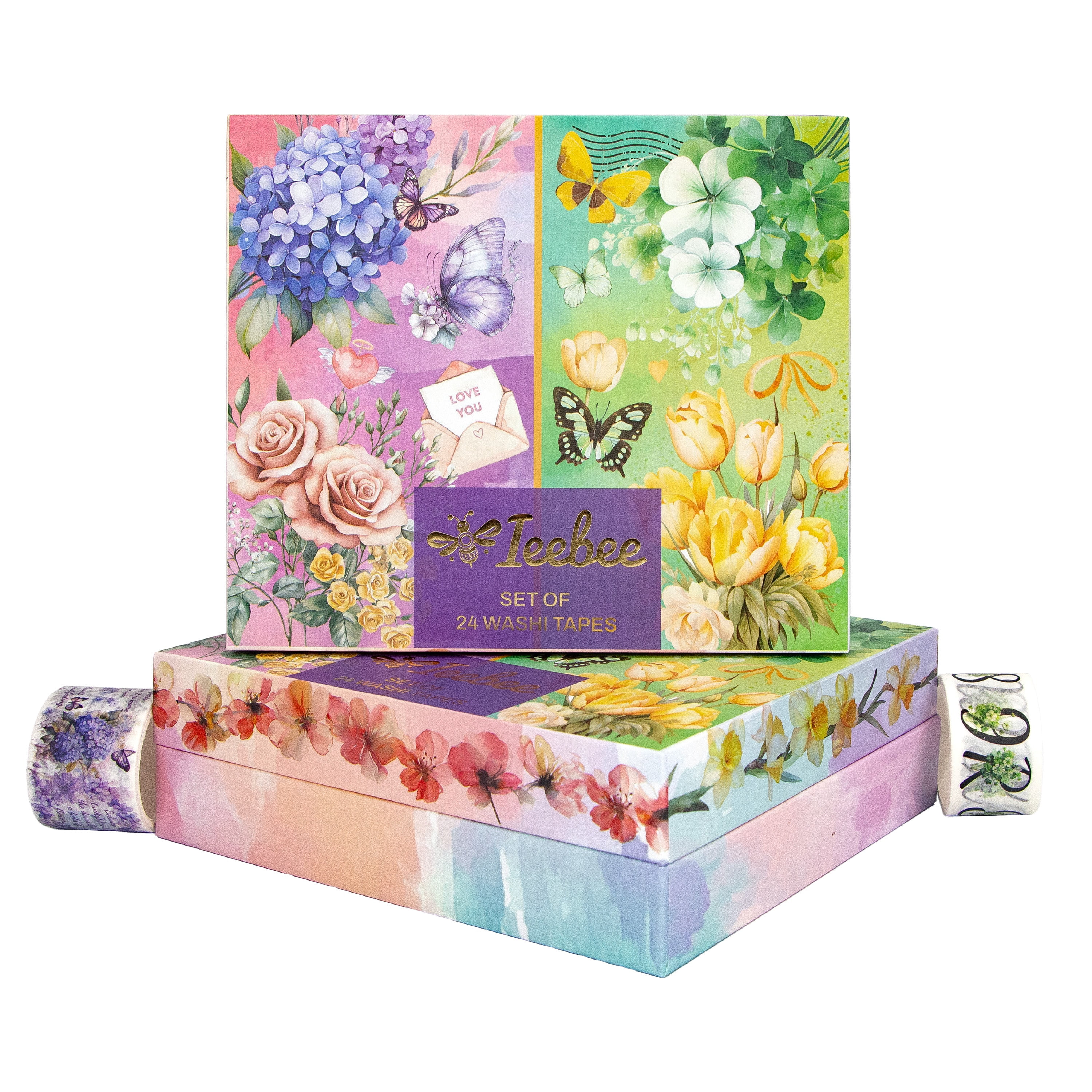 Ieebee Washi Tape Set 24/Rolls-Floral Whispers: Alphabet Garden