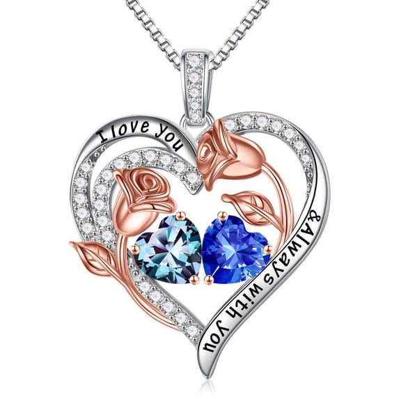 Iefil Anniversary Birthday Gift for Her - Anniversary Birthday Gifts for Her, Birthstone Necklace for Women, June September Birthstone Necklace, Alexandrite Sapphire Jewelry