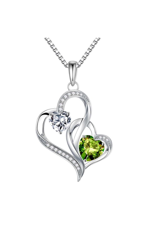 Iefil Anniversary Birthday Gifts for Girlfriend - Girlfriend Birthday Gifts Unique, Cubic zirconia Necklace, Peridot Olive Green Necklace, April August Birthstone Necklaces, Personalized Gift for Her